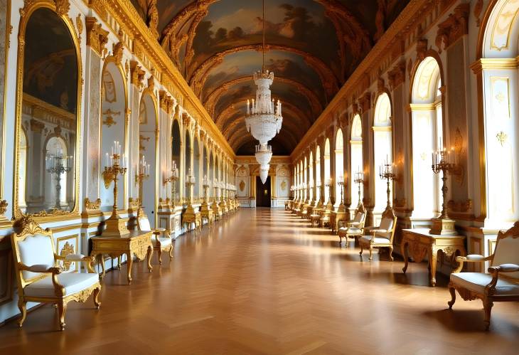 Opulent Design Golden and Mahogany Furniture at Versailles